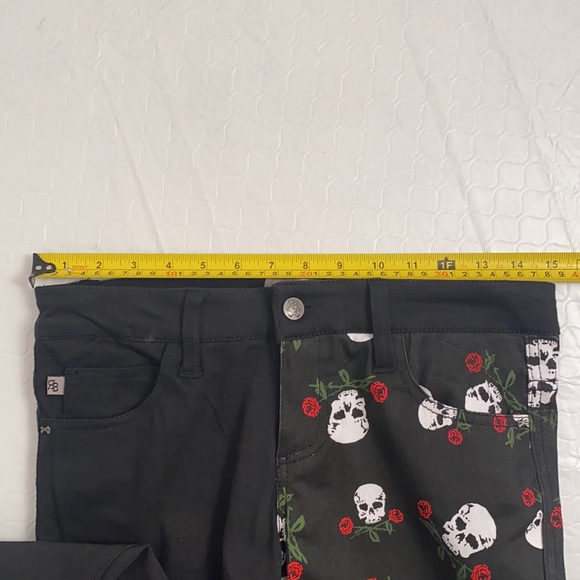 Royal Bones skull printed black stretch skinny jeans 5 - Picture 8 of 11
